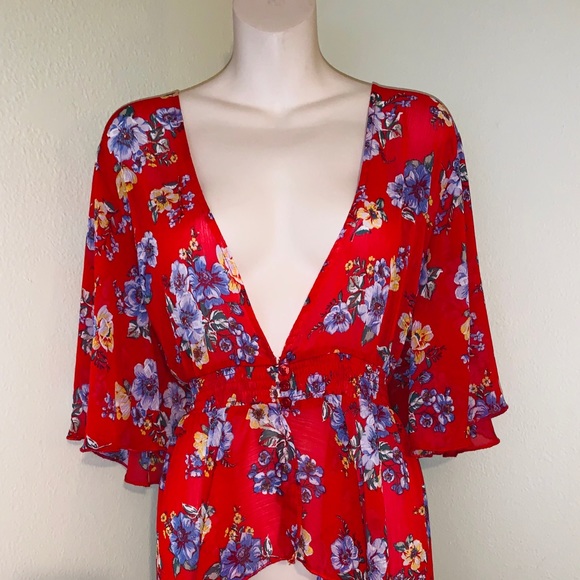 NWOT Beautiful floral button maxi kimono - Picture 6 of 10